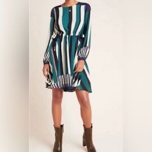 Anthropologie Sunday in Brooklyn Leger Striped Long Sleeve Dress - Petite Small